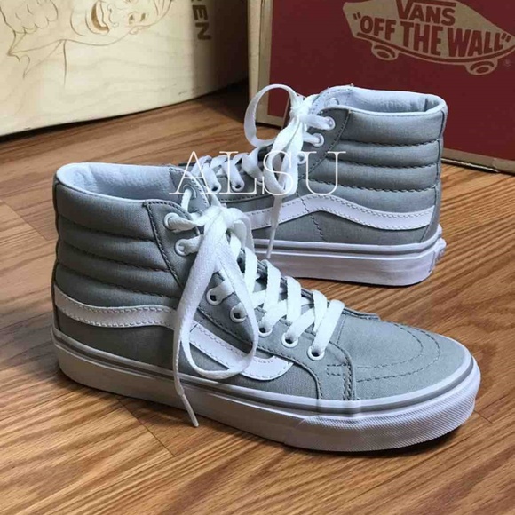 NWT VANS SK8-HI Slim Drizzle Grey White Kid’s - Picture 2 of 8